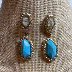 NWOT Alexis Bittar Turquoise And Crystal Pierced Earrings